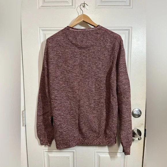 2/$30 Bison Marled Knit Burgundy Crewneck Sweater Size Medium - Picture 3 of 4